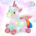 CozyWorld 16.5" White Light up Unicorn Stuffed Animal Glowing Soft Plush Toys Decor Birthday Christmas Children's Day Gifts for Toddlers Boys Girls Kids