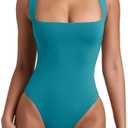 REORIA Butsmooth® Women’s Sexy Sleeveless Square Neck Double Lined Basic Bodysuit Tank Tops L