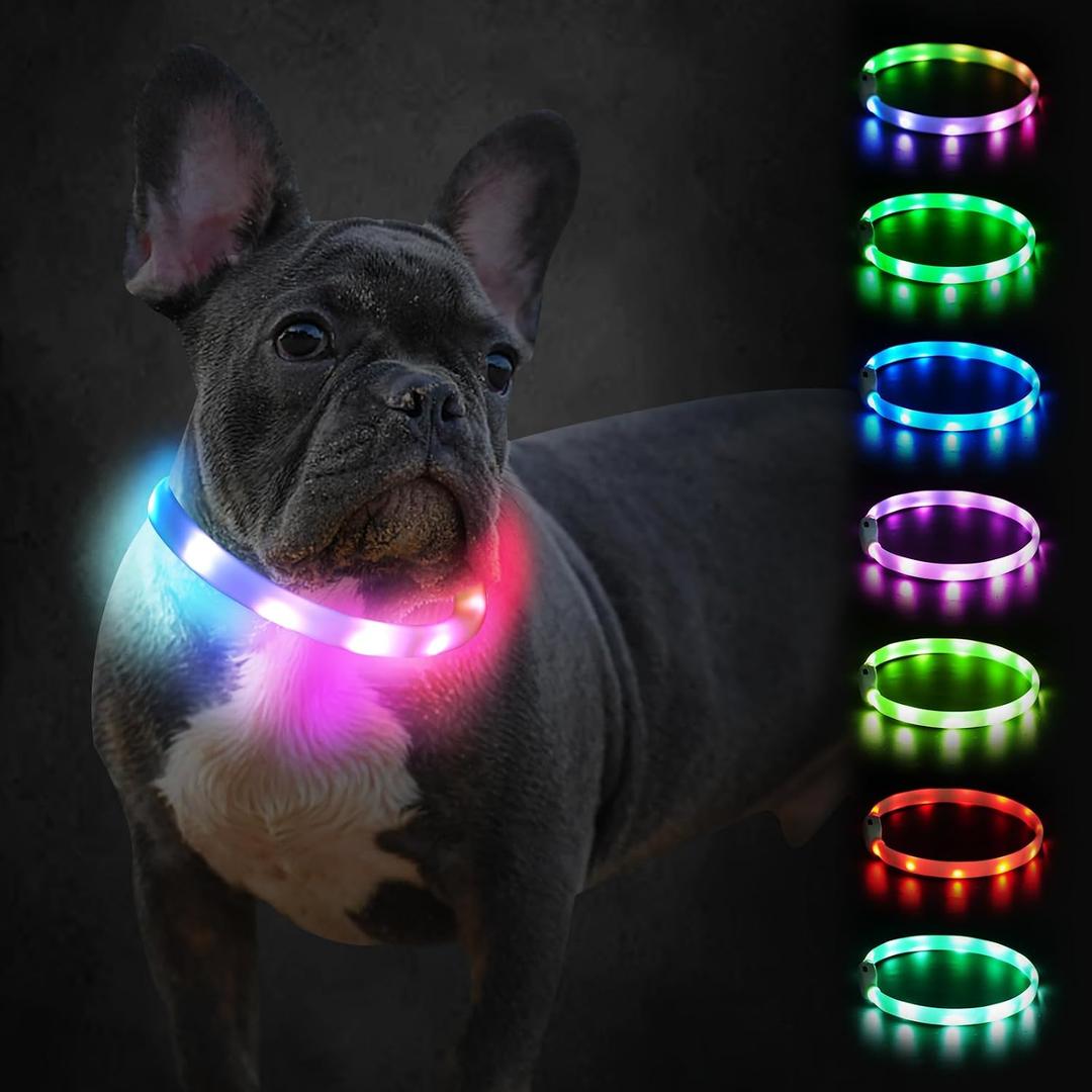 3 x Joytale Light Up Dog Collar, Rechargeable LED Glow Collar for Night Walking