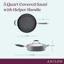 Anolon Advanced Home Hard Anodized Nonstick Saut Pan with Helper Handle and Lid, 5 Quart - Moonstone