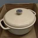 Lodge 6 Quart Enameled Cast Iron Dutch Oven with Lid  Dual Handles  Oven Safe up to 500 F or on Stovetop - Use to Marinate, Cook, Bake, Refrigerate and Serve  Sandalwood
