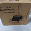 NACENA Broom and Dustpan Set, 52-in Long Adjustable Handle Broom Dustpan Combo with Dustpan Teeth to Automatically Clean Hair Suitable for Home Kitchen Office Hall FloorBlack&Red