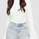 BTFBM Women's Long Sleeve Shirts 2025 Fall Fashion Going Out Tops Casual Crewneck Slim Fit Hollow Out Basic T-Shirt (White, L)