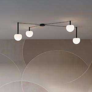 4-Light Black Glass semi Embedded Ceiling Light Suitable for Living Rooms, bedrooms, corridors, Dining Rooms, Dining Rooms, Bubble Ball Ceiling Light 