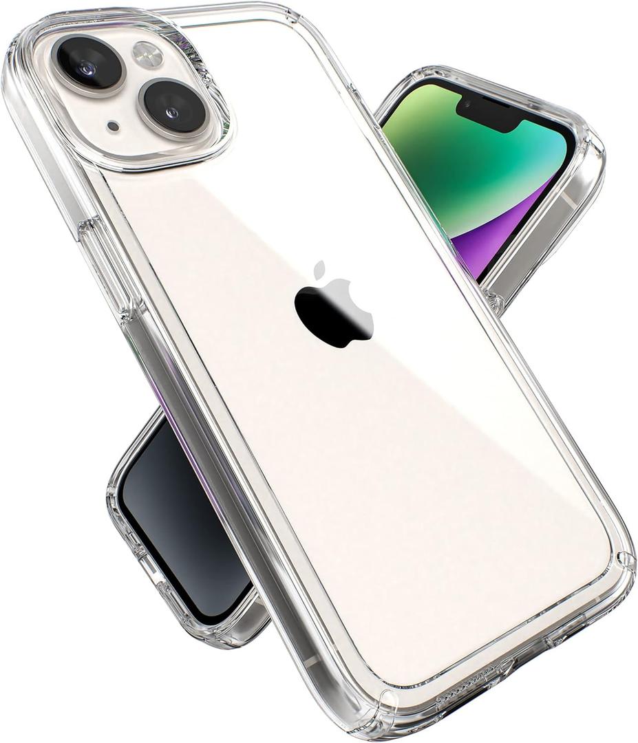 Speck Clear iPhone 14 & iPhone 13 Case - Drop Protection, Scratch Resistant & Anti-Yellowing Dual Layer Case for iPhone 14 & iPhone 13 Case for 6.1 inch Model - GemShell