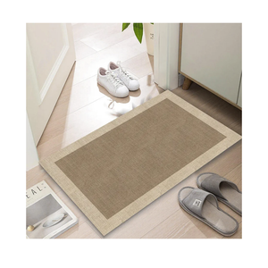Ultra Thin Door Mat Indoor Entrance, 1/10 in Thin Door Mats for Inside Entry, Non-Slip Rubber Backing Washable Doormat, Fade Resistant, Absorbent, Low Profile Dirt Trapper, 30"X17",Brown