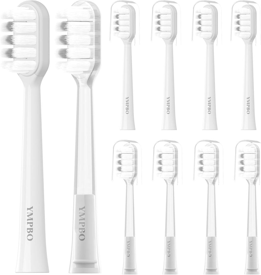 Toothbrush Heads Compatible with Laifen Electric Toothbrush, Replacement Brush Head Refill, Transparent+White, Gentle Sensitive, 10 Pack