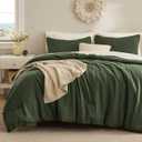 Bedsure Waffle Comforter Set King, Soft and Breathable Dark Green Bedding Comforter Set, 3 Pieces, 1 Waffle Weave Comforter (104"x90") and 2 Pillowcases (20"x36"+2")