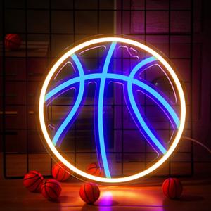 Bonuci Basketball Neon Sign LED Light Sign for Boys Kids Room Light up Basketball Room Sports Decor Gifts for Wall Window Table Birthday Bedroom