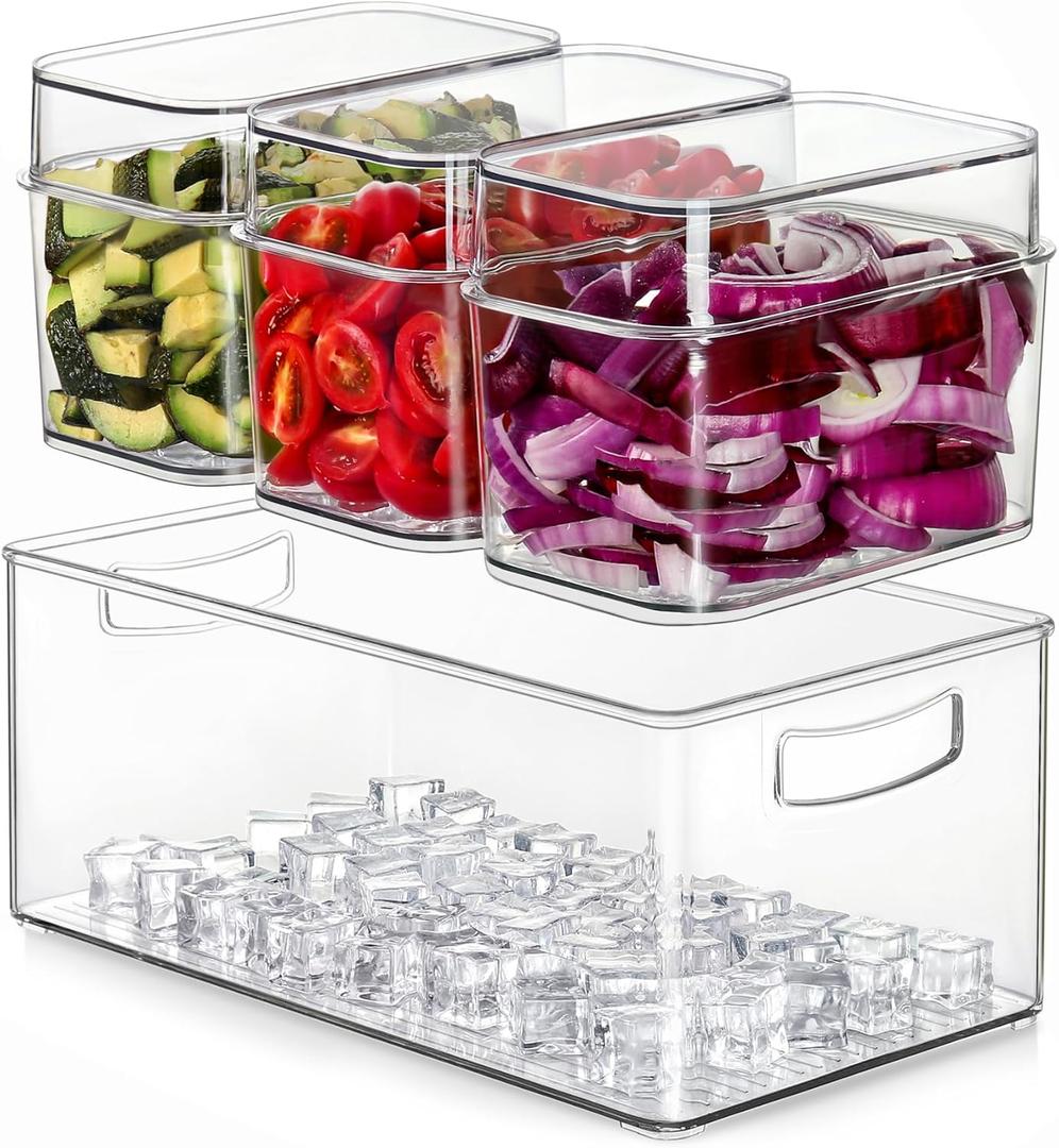 Hudgan Large Taco Bar Serving Set for Party with 3 Separate Containers, Mimosa Bar Accessories with Lids, Chilled Condiment Caddy Organizer for Salad, Fruit, Party Garnish