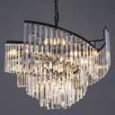 TOCHIC Modern Black Crystal Chandelier for Dining Room, 24" 7-Light Farmhouse Ceiling Light Fixture with Spiral Design, Pendant Light Fixtures for Living Room, Entryway, Foyer, Kitchen Island (23.8")