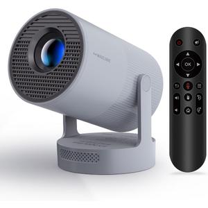 Electric FocusMagcubic Mini Projector 4K Support, Smart Projector with WiFi 6 and Bluetooth 5.4, 5W Soundbase Speaker, 180 Rotation, Portable Proyector for Home Theater (Gray Striped)