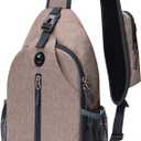 WATERFLY Crossbody Sling Backpack Sling Bag Travel Hiking Chest Bag Daypack, Khaki