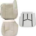 NLQR Front Driver Side Bottom and Top Replacement Seat Covers Light Tan & Driver Bottom Foam Cushion Compatible with Chevy Avalanche Tahoe Suburban Yukon XL 2003 2004 2005 2006 2007