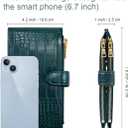 Large Capacity Wallets for Women Crocodile RFID Blocking 19 Card Slots Organizer Wallet Womens Billfold Long Purse Credit Cards Holder with Double Zipper, Pine Green