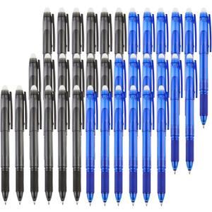 Volcanics 36 Pack Erasable Gel Pens  18 Blue & 18 Black Gel Ink Pen, 0.7mm Fine Point, Smooth Fast-Drying, Capped Pens for School, Office, Students & Journaling