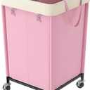 WOWLIVE 160L Rolling Laundry Hamper with Wheels, Heavy Duty Laundry Basket, Large Laundry Cart with Steel Frame and Removable Bag, Dirty Clothes Hamper for Home, Closet, Dorm, Bathroom, Pink (160L (18.318.330in))