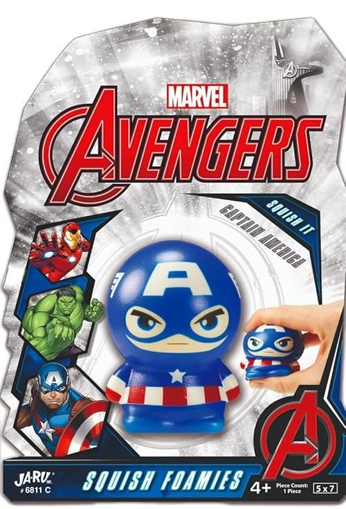 JA-RU Marvel Avengers Figures Large 5.5" Foam Ball (1 Captain America) Squishy Toy Action Super Hero Spiderman, Hulk, Iron Man & Black Panther. Fidget Ball Stress Toy D-6821-1s