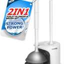 2 in 1 Toilet Brush and Plunger Set,Extended Handle Plunger,Bathroom Cleaning Tools Combo,Cleaning SuppliesBathroom AccessoriesWhite 21inch (1Pack)