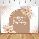 Sensfun Boho Happy Birthday Backdrop Pink Rose Gold Glitter Dots Pampas Grass Floral Photography Background Women Girls Bohemian Arch Birthday Banner Party Decorations Photo Studio Props 7x5ft