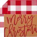 2 Pcs Merry Christmas Door Mats, Welcome Doormats with Layered Plaid Rug, Christmas Front Door Rugs for Entrance Porch Winter Holiday Outdoors Decor 17 x 29 Inch (Merry Christmas)