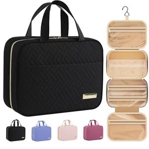 HOTOR Travel Toiletry Bag w/Hanging Hook - Spacious Toiletry Bag Essentials for Women & Men, Makeup Bag/Big Comparment, Waterproof for Travel Accessories, Medium, Black