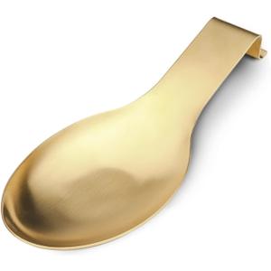 VanlonPro Stainless Steel Spoon Rest, Spatula Ladle Holder, Stainless Steel Utensil Spoon Rest Holder, Brushed Finish, Dishwasher Safe 9.8 x 3.7 Inch (Gold 1PC)