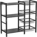 Hastatii Storage Rack Kitchen Baker's Rack - 3 Tiers 4 Baskets, Utility Coffee Bar, Air Fryer Stand with Steel Mesh Baskets