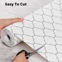 Drawer & Cabinet Liner - Non-Slip, Non-Adhesive Kitchen Drawer Mats, Waterproof, Reusable, Easy to Cut Shelf Paper for Dresser, Pantry, and Bathroom (12"W x 360"L, White Quatrefoil)