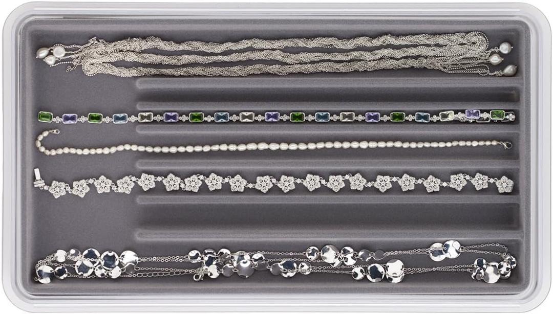 Stax Jewelry Necklace Organizer Tray, Pearl Grey 16 x 9 x 1.5 inches
