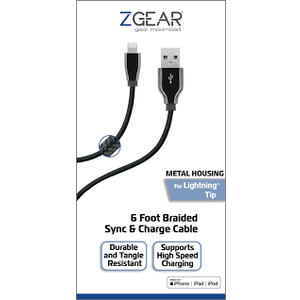 Zgear, Braided Cable Lightning 6' Metal Housing