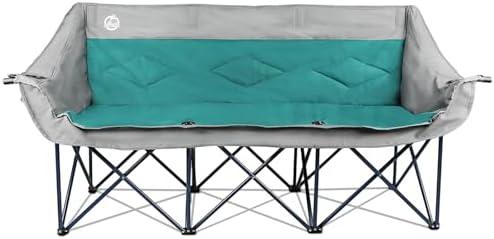 Northroad 3 Person Camping Chair Oversized 900 Lbs Outdoor Lawn Loveseat Chair Padded Folding Chairs for Adults Heavy Duty Soccer Chair w/Cup & Wine Glass Holder for Outside Picnic, Beach, Sports