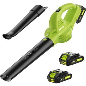 Leaf Blower Cordless with 2 Battery and Charger, 130MPH 180CFM High Speed Leaf Blower with 2 Tubes, 20V Electric Leaf Cleaner, Lightweight Handheld Small Blower for Patio, Garden, House, Depot, Green Leaf Blower Cordless with 2 Battery and Charger, 130MPH 180CFM High Speed Leaf Blower with 2 Tubes, 20V Electric Leaf Cleaner, Lightweight Handheld Small Blower for Patio, Garden, House, Depot, Green