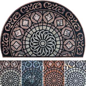 ubdyo Welcome in Style Front Door Mat - Low Pile Front Door Mat Outside Entrance - Muddy Dirt Trapping Welcome Matt Outdoor - Rubber Backing Anti Slip Indoor Doormat Entrance - Large 23" x 36" (Xl Brown Round)