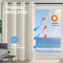 Simplebrand Natural Room Darkening Curtains for Bedroom 63 Inch Length 2 Panels Set, Thermal Insulated Energy Saving Curtains for Kids Room, Grommet Solid Nursery Window Treatment Drapes, W40 x L63