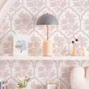 2 x Safiyya 118"x17.3" Pink Floral Wallpaper Peel and Stick Wallpaper Modern Contact Paper Peel and Stick Self Adhesive Pink and White Wall Paper for Bedroom Vinyl Rolls