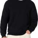 Amazon Essentials Men's Relaxed-Fit Cotton Blend Textured Crewneck Pullover Sweater (Black) XL