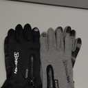 Bencailor 2 Pairs Windproof Waterproof Fingerless Gloves Winter Touchscreen Gloves Men Cold Weather Cycling Supplies (X-Large, Black,Gray)