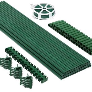 MAXPACE 125pcs Garden Stakes Kit: Includes 40 Sets of Fiberglass Plant Sticks Supports & Accessories for DIY 4ft, 5ft, 6ft, 7ft Stakes for Tomato, Vegetables, Indoor & Outdoor Gardening Supplies