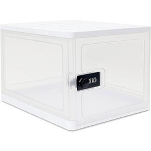 Clear Lockable Storage Box for FoodTech and Home Safety, Medicine Lock Box for Safe Medication,Lockable Storage BinRefrigerator Storage Bins, Tablet Phone Jail Lock Box (Clear)