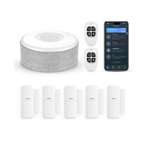 WiFi Door Alarm System, Wireless DIY Smart Home Security System, with Phone APP Alert, 8 Pieces-Kit (Alarm Siren, Door Window Sensor, Remote), Work with Alexa, for House, Apartment, by tolviviov