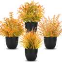 Der Rose Fall Fake Plants 4 Packs Artificial Plants Small Faux Plants Black Bathroom Accessories Fall Decorations for Home Bathroom Home Office Desk Fall Decor Indoor (Orange)