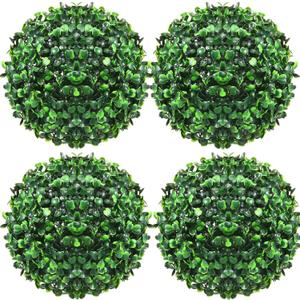 Hotop 4 Pcs 7 Inch Artificial Plant Topiary Ball 4 Layers Garden Spheres Boxwood Balls Artificial Topiaries Spheres Decorative Plants for Backyard, Balcony, Garden, Indoor Outdoor Decor(Green)