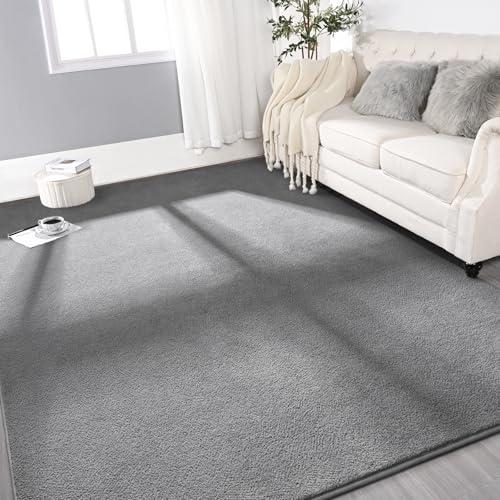 Gifeas Large Ultra Soft Modern Area Rugs for Living Room Bedroom, Grey Thickened Memory Foam Indoor Solid Minimalist Carpets, Non-Slip Comfy Rug for Boys Girls Nursery Room Home Decor ' Size	5 x 8 ft , 3 peaces