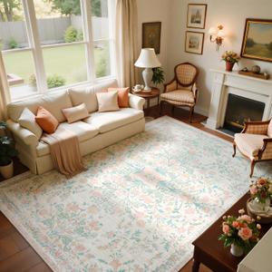 Washable Rugs 8x10 Area Rugs for Living Room,Ultra Soft Faux Wool Retro Carpets,Non Slip Backing,Durable Edge Binding,Stain Resistant,The Large Carpet for Bed Room,Dining Room,Office Decor