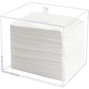 Weiai Face Towel Box, Acrylic Facial Disposable Towelettes Holder Container for XL Face Towels and Protects from Dust, Clear
