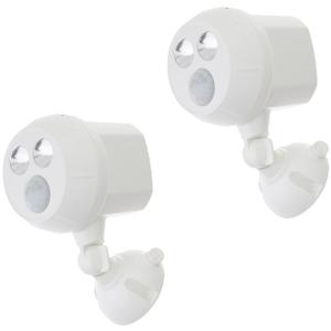 Mr. Beams MB382, 400 Lumen Version, Weatherproof Wireless Battery Powered Led Ultra Bright Spotlight with Motion Sensor, 2-Pack, White, White 400 Lumens (MB382-WHT-02-13)