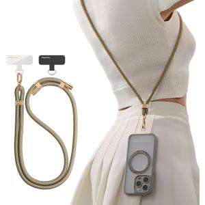 TORRAS Phone Lanyard Crossbody with 2 Phone Tabs, Adjustable Anti Theft Phone Strap for All Phones, Premium Metal Buckles, Skin-Friendly, Universal Cell Phone Neck lanyard for Women and Men, Khaki