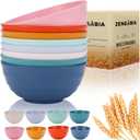 Microwave Safe Bowls 60 Oz, Deep Large Plastic Cereal Soup Bowls Set of 8, Unbreakable Reusable Wheat Straw Dinnerware Sets Dishwasher Safe BPA-Free for Kitchen Salad Ramen, Multicolor