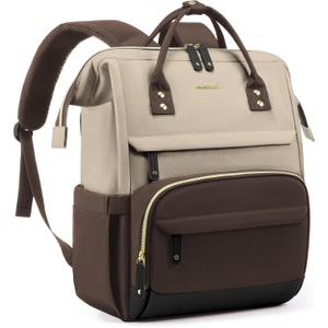 LOVEVOOK Laptop Backpack for Women, 17 Inch Work Business Backpacks Purse With Large Capacity, Waterproof Nurse Bag College Bookbag for School, Waterproof Casual Daypack for Travel (Apricot-coffee)